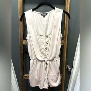 Express Light Pink Button Front Romper